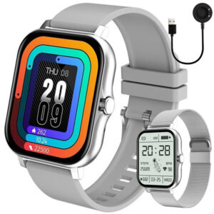 FitPro smartklokke med 2 stk. armbånd | Måler puls, blodtrykk, søvn og bevegelse sølv