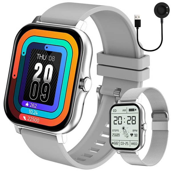 Fitpro smartklokke med 2 stk. Armbånd | måler puls, blodtrykk, søvn og bevegelse sølv