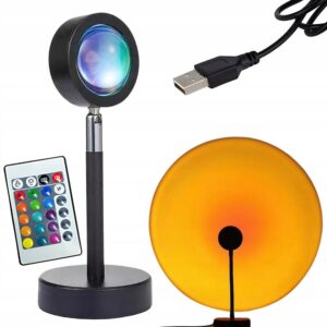 Solnedgangslampe Sunset Lamp stemningsbelysning RGB fjernkontroll