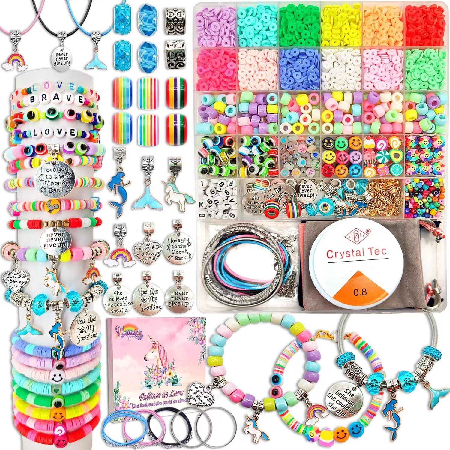 Diy smyckesset för armband och halsband – extra stort pärlkit med 48 färger och tillbehör
