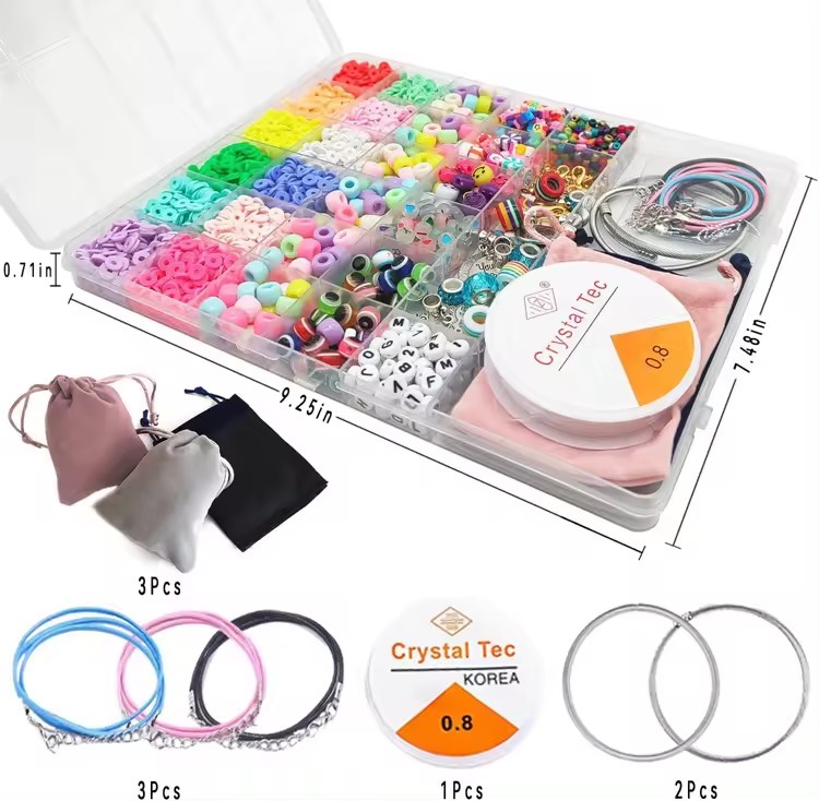 Diy smyckesset för armband och halsband – extra stort pärlkit med 48 färger och tillbehör - bild 6