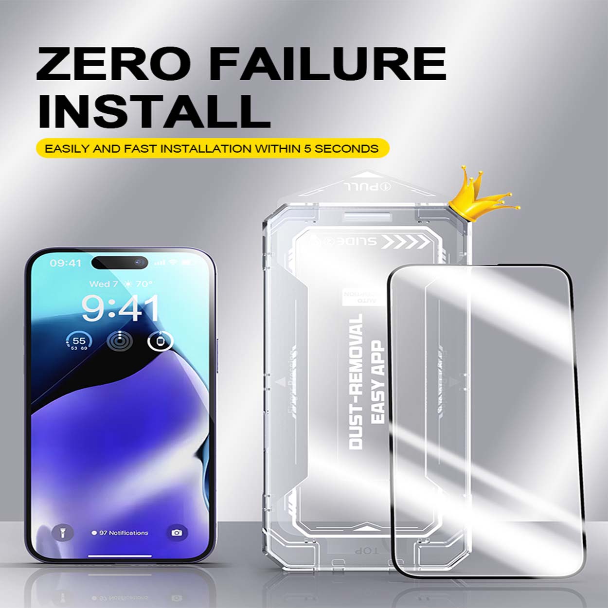 Kristallklart härdat skärmskydd för samsung galaxy s25 ultra – 9h reptåligt glas med enkel, bubblfri montering och applikationsset - bild 10