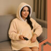 Oversize hoodie filt med ärmar beige