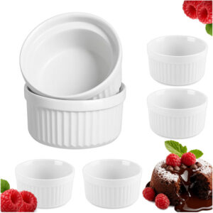 6 stk. ramekins keramiske ovnsformer souffléformer 200 ml 90x46 mm