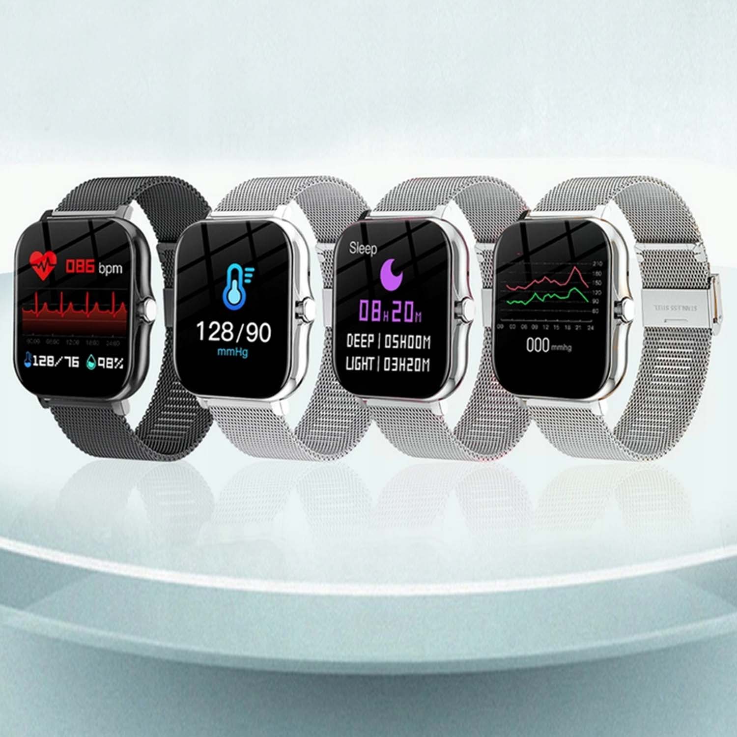 Fitpro smartklokke med 2 stk. Armbånd | måler puls, blodtrykk, søvn og bevegelse sølv - bilde 5