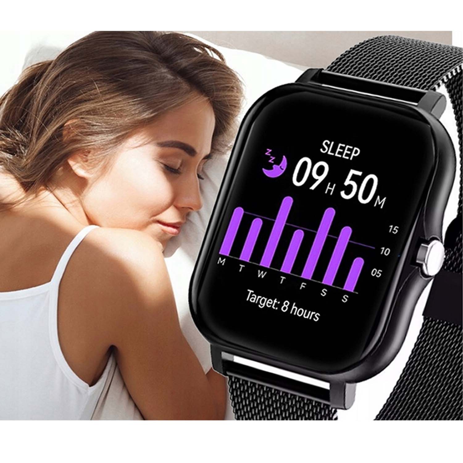 Fitpro bluetooth smartklokke med 2 armbånd | puls, blodtrykk, søvn og bevegelse, svart - bilde 5