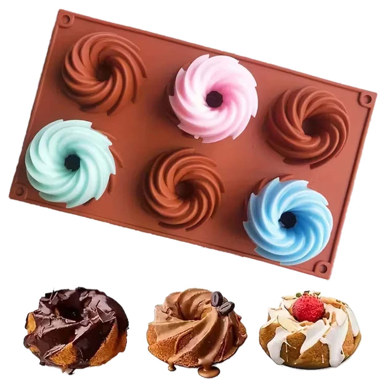 Silikon bakform för spiral donuts, churros, kakor, muffins cupcakes och jello