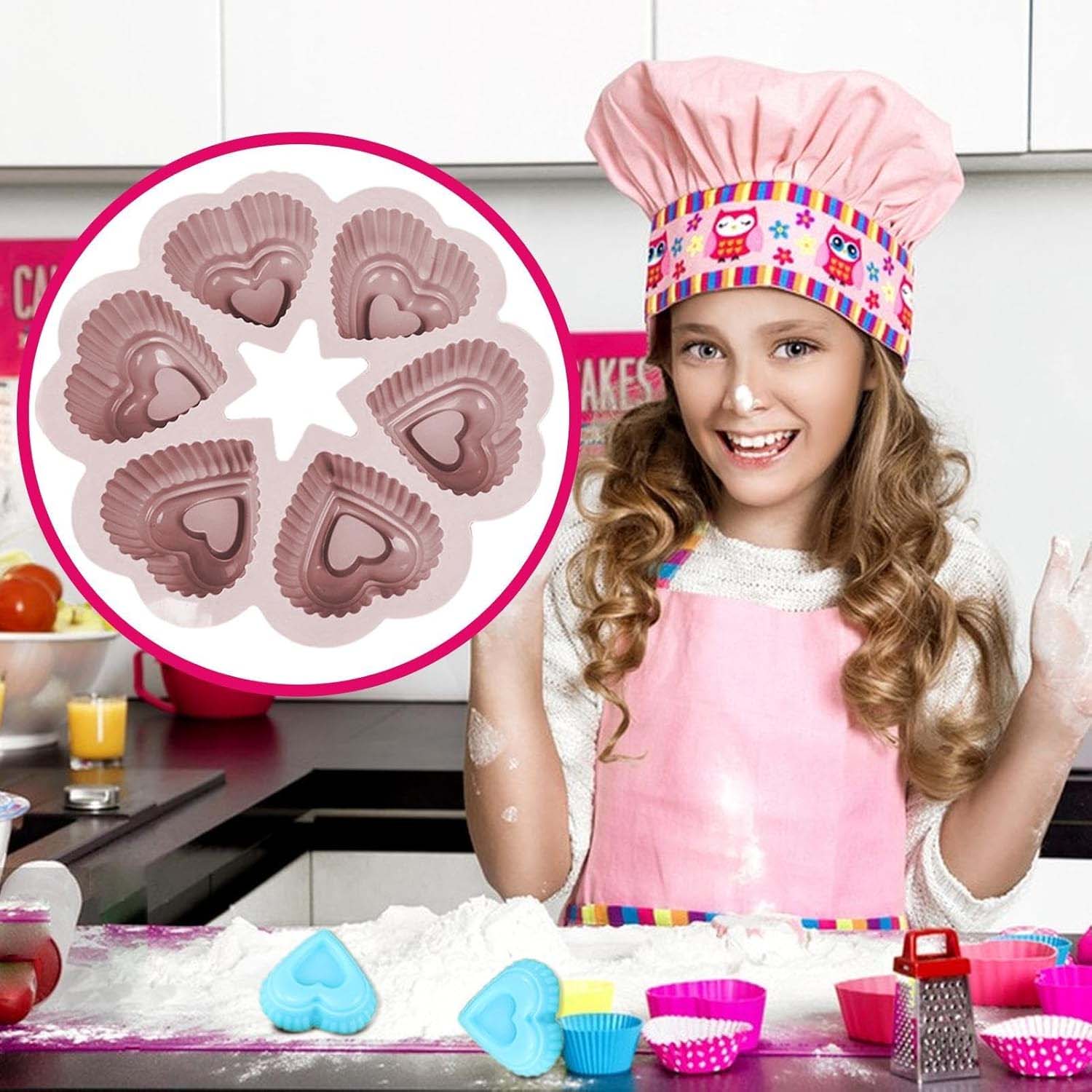 Silikonform för 6st hjärtformade muffins och cupcakes - bild 2