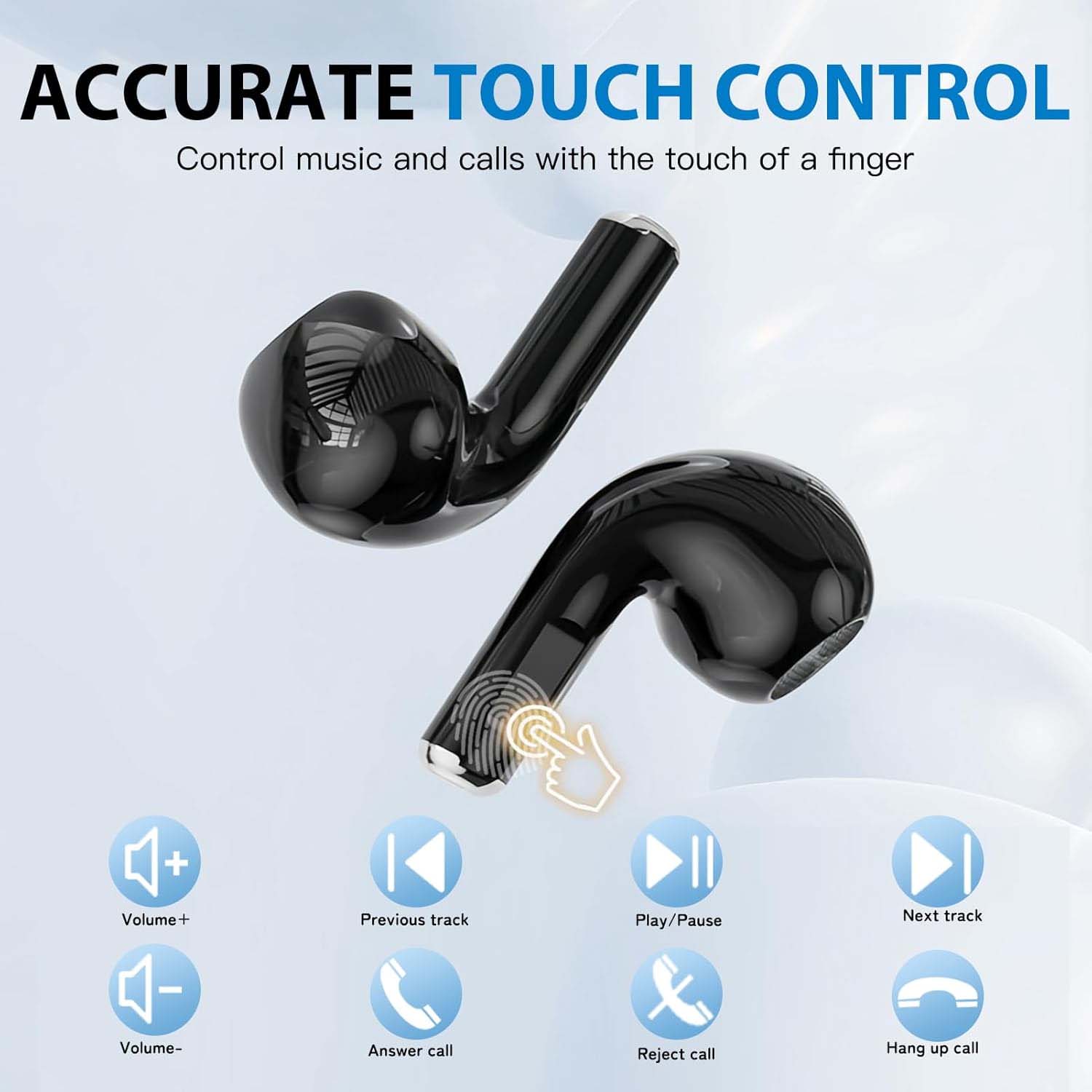 Tws trådløse in-ear hodetelefoner enc, bluetooth 5. 3, lcd-display og touchkontroller svart - bilde 6