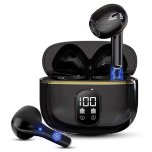 TWS trådløse in-ear hodetelefoner ENC, Bluetooth 5.3, LCD-display og touchkontroller svart