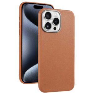 Tunt TPU-skal med läderfinish till iPhone 16 Pro Max – Brun