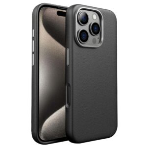 Tunt TPU-skal med läderfinish till iPhone 16 Pro Max – Svart