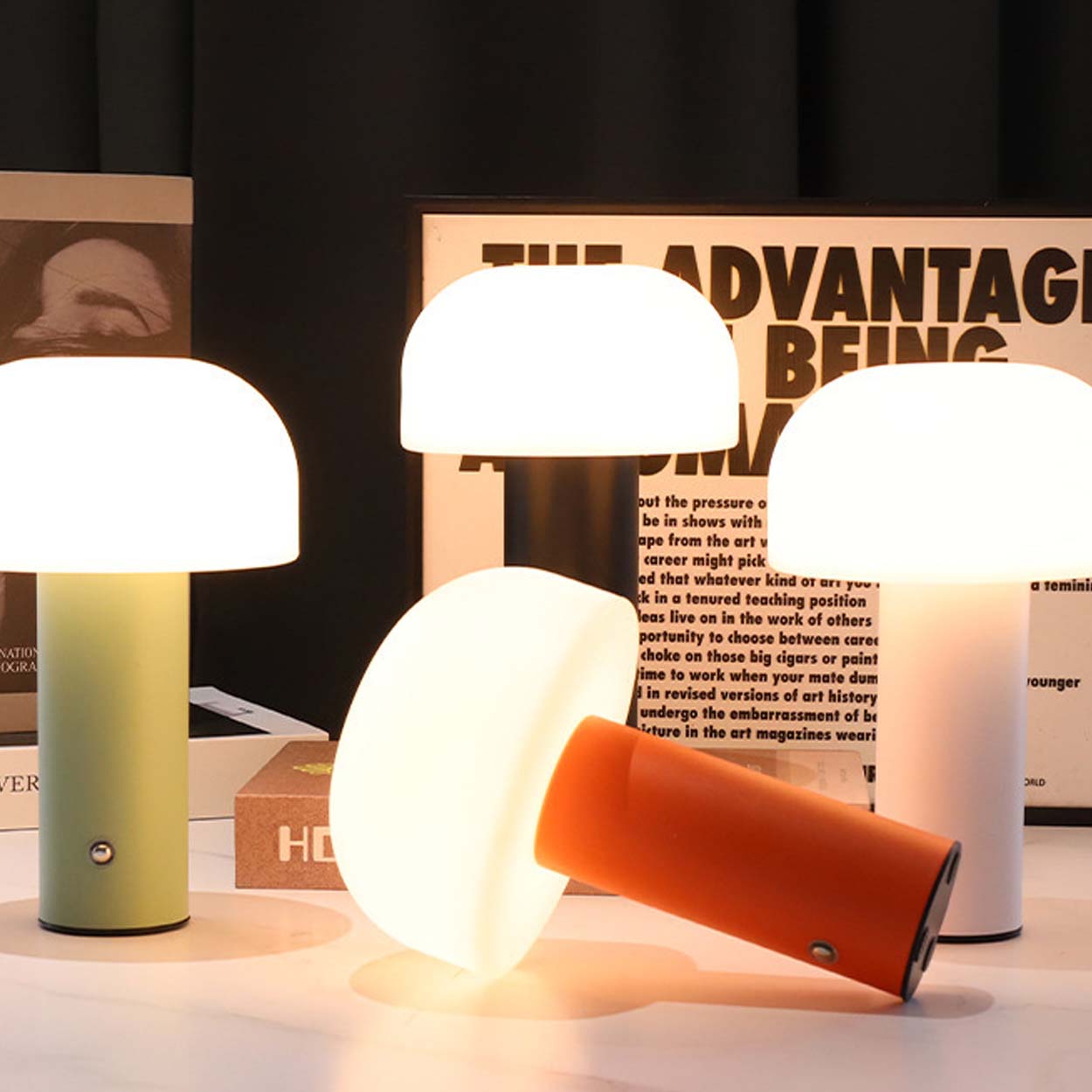 Retro bordslampa svamp | trådlös uppladdningsbar led lampa vit - bilde 7