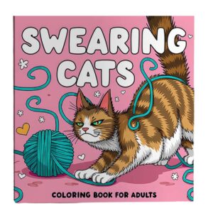 Swearing Cats Målarbok för Vuxna – 24 Sidor Roliga Kattillustrationer med Svordomar, Avkopplande och Kreativt Färgande, 20x20 cm