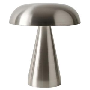 Trådlös Uppladdningsbar LED Bordslampa Metall Svamp Silver