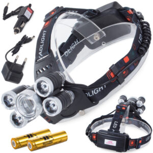 Hodelykt LED CREE XM-L T6 400 m zoom IPX4 + 4x XP-E oppladbar