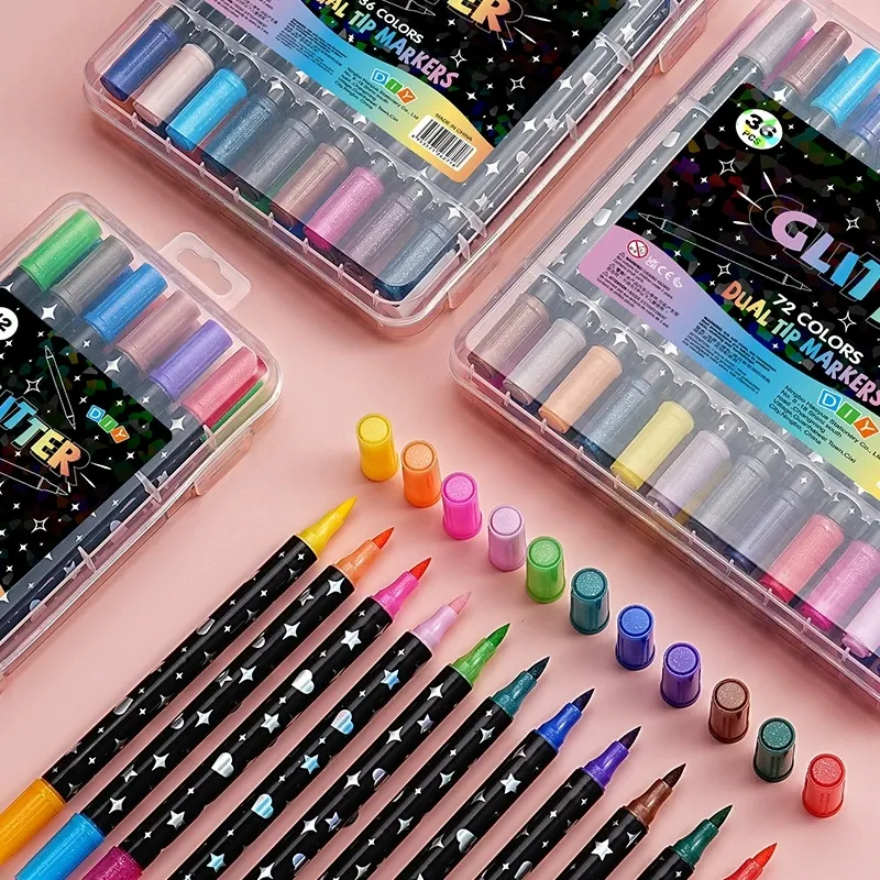 24st dual tip glitter målarpennor 48 färger akryl - bild 7