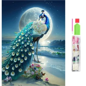Diamantmålning 5D 30x40 cm – Påfågel – Komplett Diamond Painting Kit