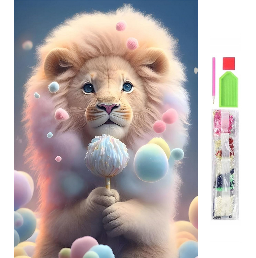 Diamantmålning 5d 30x40 cm – lejon – komplett diamond painting kit