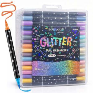 36st Dubbelsidiga Glitter Målarpennor 72 Färger Akryl