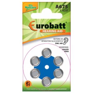 6-Pack Batterier för hörapparat A675-BP6 PR44 7003ZD Hörselbatterier