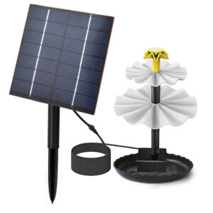 Solcelledrevet Fontene med Separat Solcellepanel for Fuglebad og Liten Dam