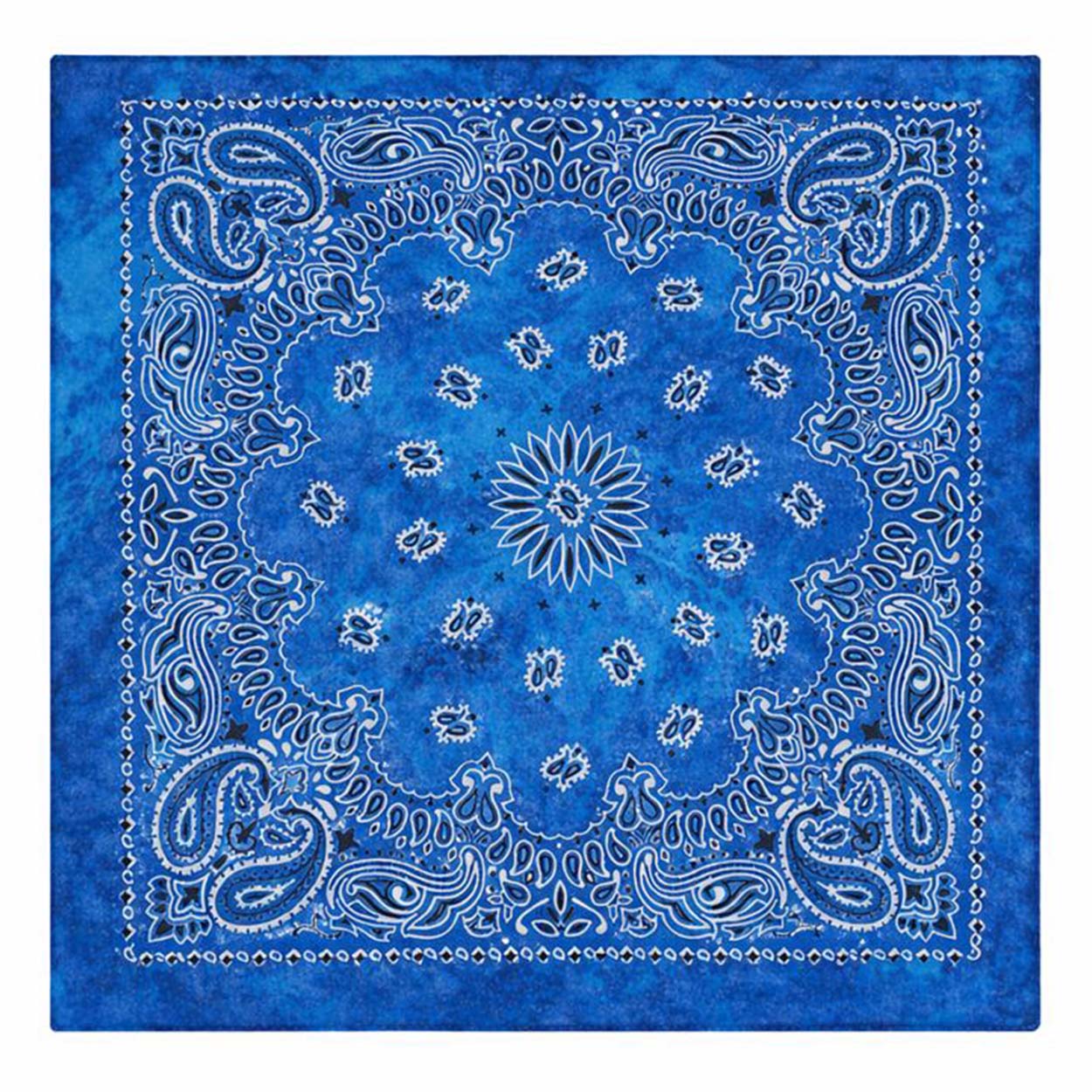 Bandana i batikfärgad 100% bomull – paisleymönster 53x53 cm, blå
