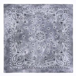 Bandana i Batikfärgad 100% Bomull – Paisleymönster 53x53 cm, Grå