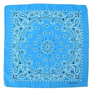 Dubbelsidig Bandana i 100% Bomull – Paisleymönster 55x55 cm, Blå