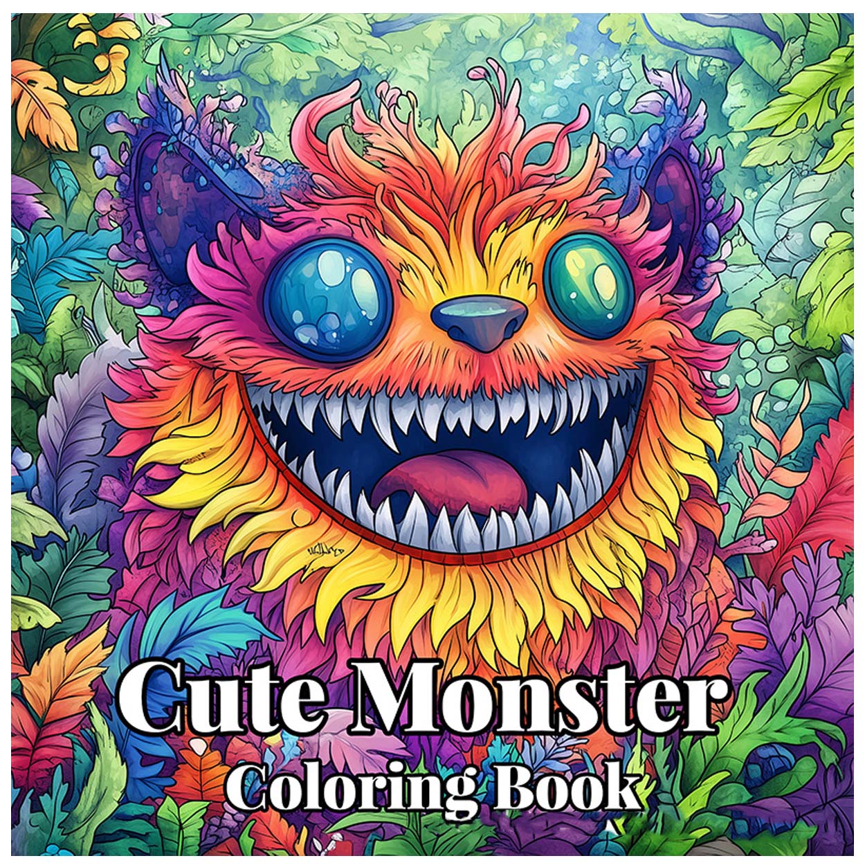 Malebok for barn 24 sider 20x20 cm – cute monsters coloring book med søte monstre