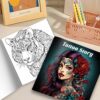 Målarbok för vuxna 24 sidor 20x20 cm – tattoo story med tatueringsmotiv