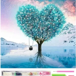 Diamantmålning 5D 30x30 cm – Hjärtträd – Komplett Diamond Painting Kit