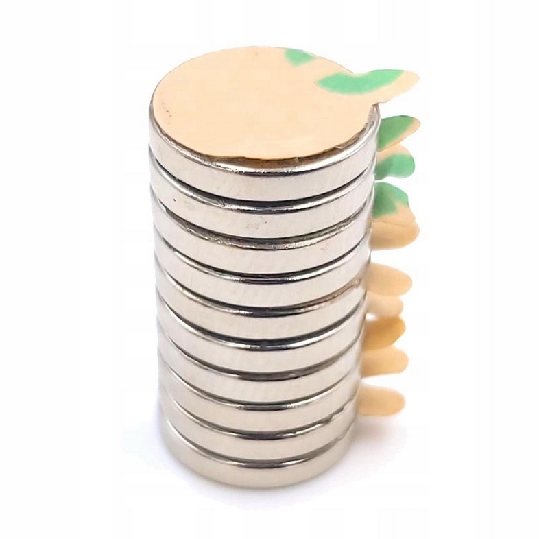 Neodym plattmagnet 8x1 mm med 3m tejp 10-pack – självhäftande superstark magnet