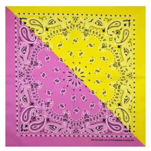 Bandana i Satinvävd Bomull – Tvåfärgad Paisley Rosa-Gul