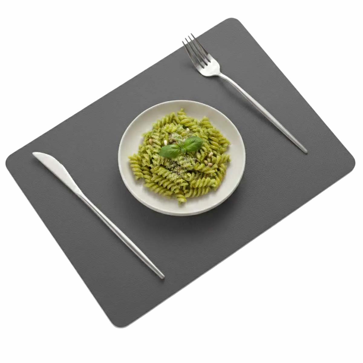 4-pack bordstablett i konstläder rektangulär mörkgrå 43x30cm