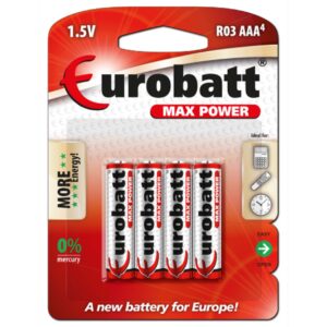 Sinkkloridbatterier AAA – 4-pakning blister (BR3-BP4) Max Power Super Heavy Duty