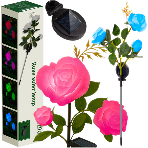 Solcellslampa rosor led – 3 blommor – trädgårdsbelysning med solpanel