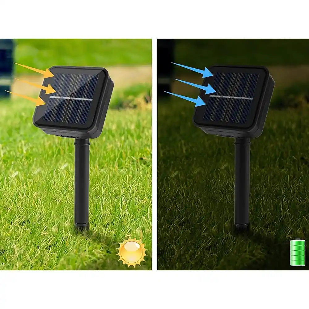 Solcellsdriven ljusslinga 20 led flerfärgad – 4,5m trädgårdsbelysning med skymningssensor & 8 ljuslägen - bild 9