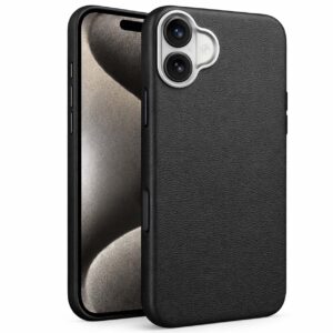 Tunt TPU-skal med läderfinish till iPhone 17 – Svart
