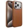 Tynt TPU-deksel med skinnfinish til iPhone 17 Pro – brun