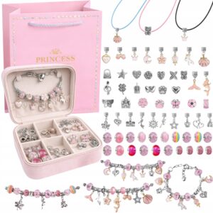 Hobbysett smykker barn rosa – DIY armbånd og halskjede med charms gavesett