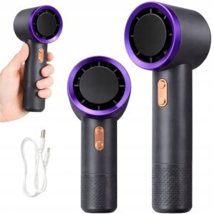 Portabel Mini Fläkt USB Svart – Handhållen Uppladdningsbar Fläkt med Display & 5000 mAh
