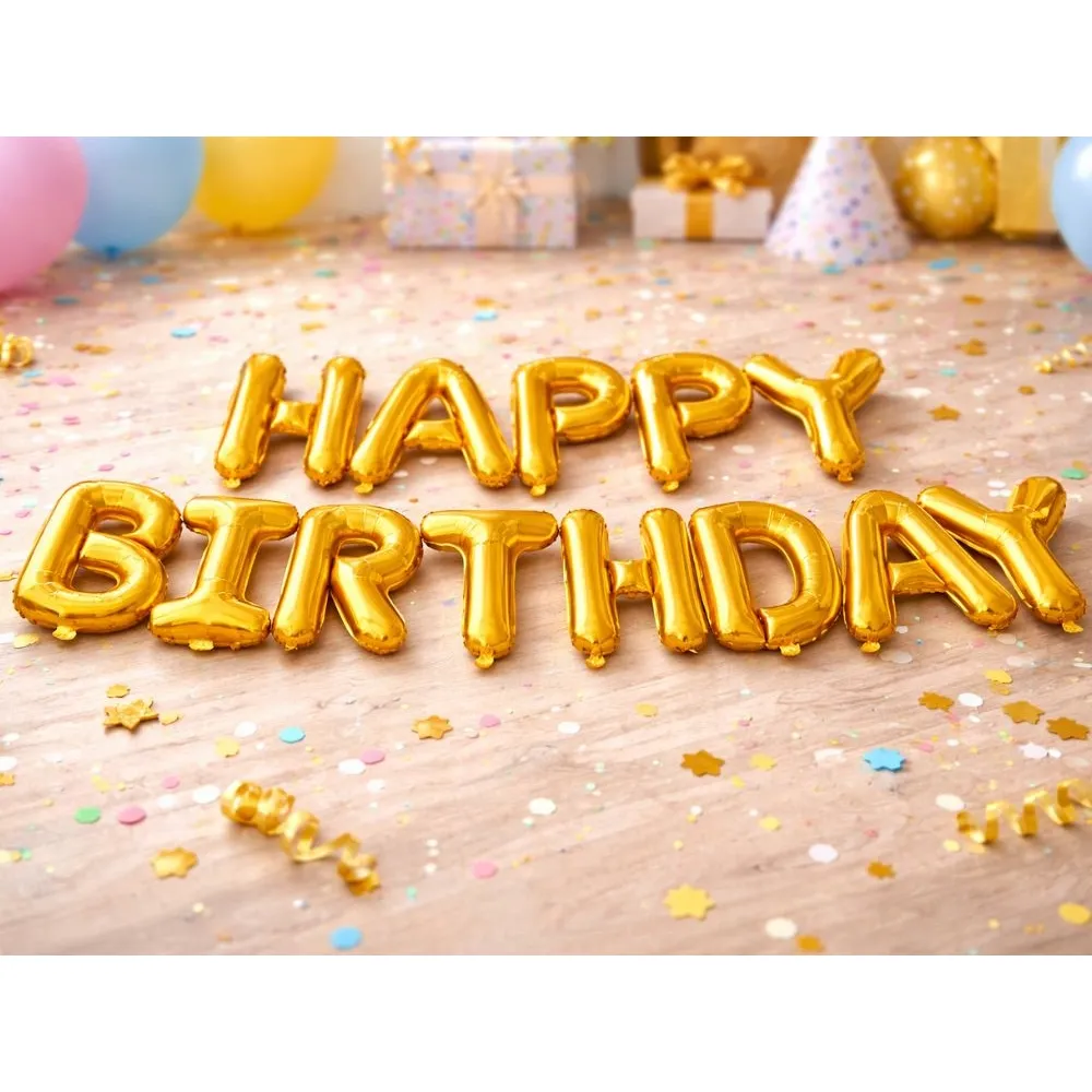 Happy birthday ballong girlang guld – foliebokstäver 13 delar dekoration - bild 7