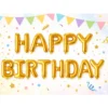 Happy birthday ballong girlang guld – foliebokstäver 13 delar dekoration