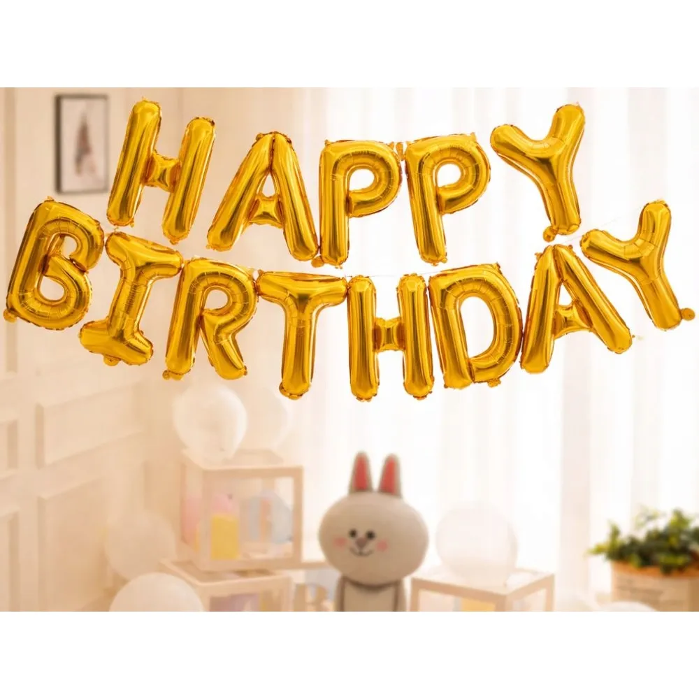 Happy birthday ballong girlang guld – foliebokstäver 13 delar dekoration - bild 2