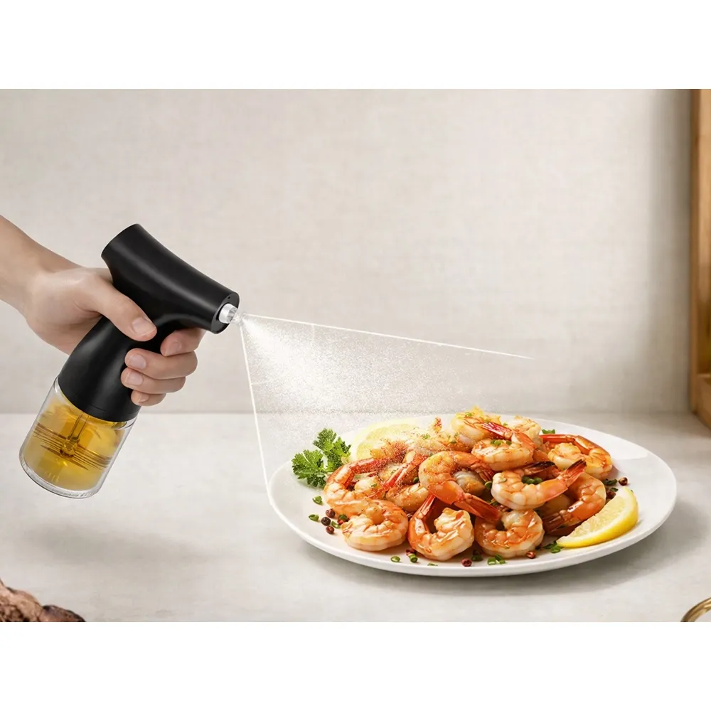 Elektrisk oljesprayflaska 200 ml i glas – uppladdningsbar sprayer för olja, vinäger och dressing svart - bilde 8