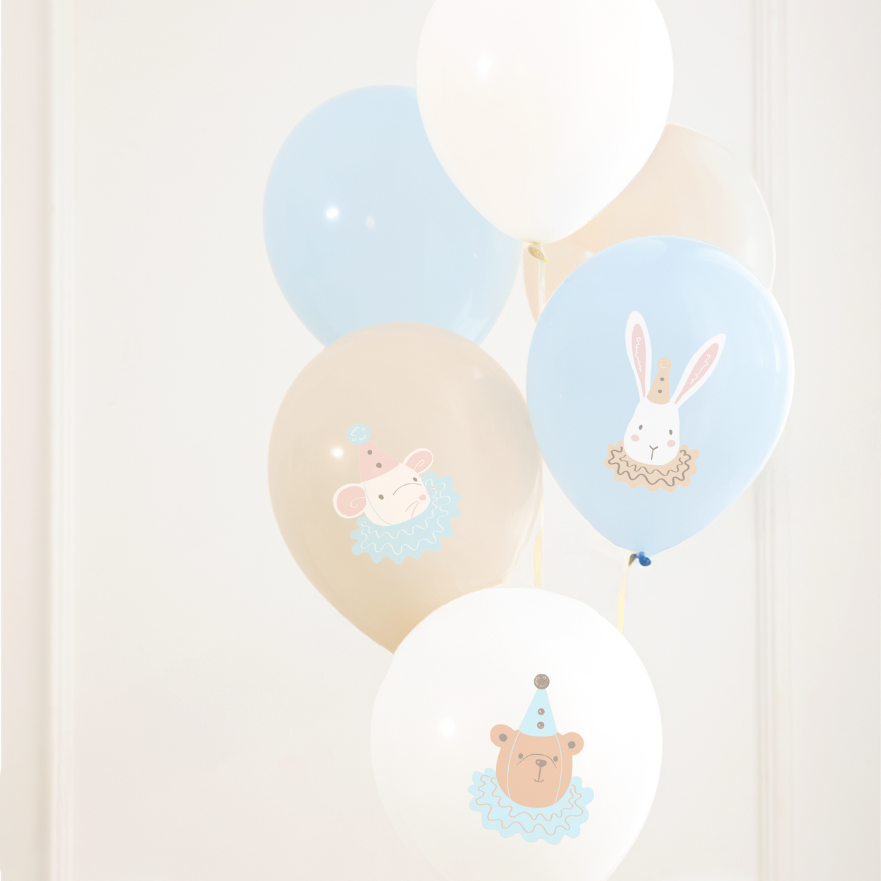 Baby ballonger blå med djurmotiv 12 tum – 6-pack - bild 2