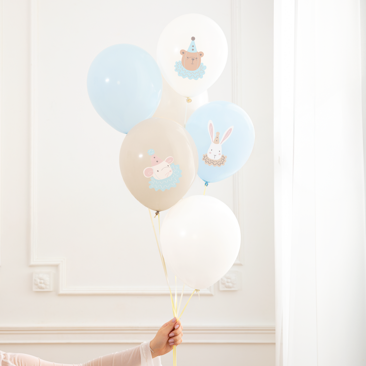 Baby ballonger blå med djurmotiv 12 tum – 6-pack - bild 4