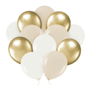 Beige, vita och guldballonger 12 tum 12 st
