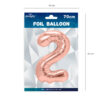 Folieballong siffra 2 roséguld 70 cm
